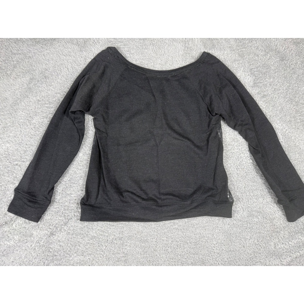 Xhilaration Sequin Front Sweatshirt Women M Black Off Shoulder Pullover - Picture 5 of 10